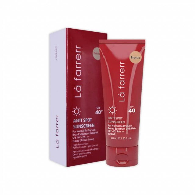 کرم ضد آفتاب و ضد لک SPF 40 لافارر مناسب پوست های خشک و معمولی حجم 40 میلی لیتر - برنز