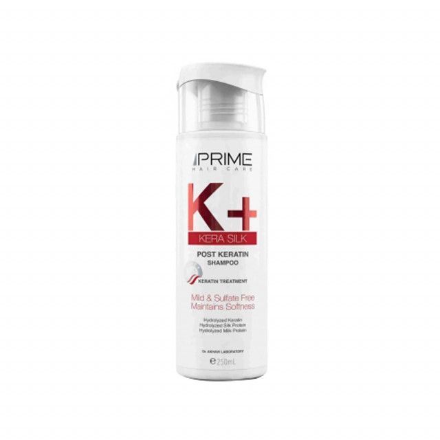 شامپو فاقد سولفات پرایم مدل +K مناسب موهای کراتینه شده حجم 250 میلی لیتر