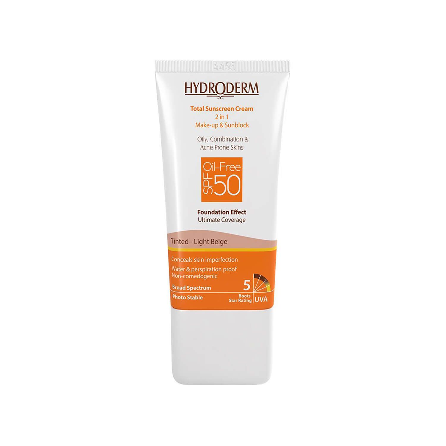 کرم ضد آفتاب فاقد چربی 2In1 هیدرودرم SPF50 حجم 40 میلی لیتر - بژ روشن